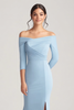 Load image into Gallery viewer, Sky Blue Off the Shoulder Asymmetrical Chiffon Mother of the Bride Dress