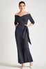 Load image into Gallery viewer, Elegant Navy Off the Shoulder Mother of the Bride Dress