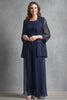 Load image into Gallery viewer, Sparkly Navy Chiffon 3/4 Sleeves Jumpsuit with Jacket