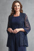 Load image into Gallery viewer, Sparkly Navy Chiffon 3/4 Sleeves Jumpsuit with Jacket