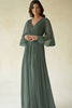 Load image into Gallery viewer, Agave V-Neck A Line Pleated Mother of the Bride Dress