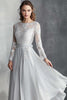 Load image into Gallery viewer, Floral Light Grey Asymmetrical Chiffon Mother of the Bride Dress with Long Sleeves