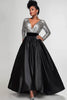 Load image into Gallery viewer, Sparkly Black Silver A Line V-Neck Sequin Mother of the Bride Dress