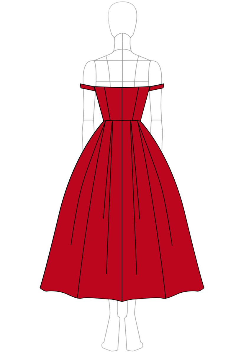 Load image into Gallery viewer, Red Satin Off the Shoulder Asymmetrical Long Formal Dress