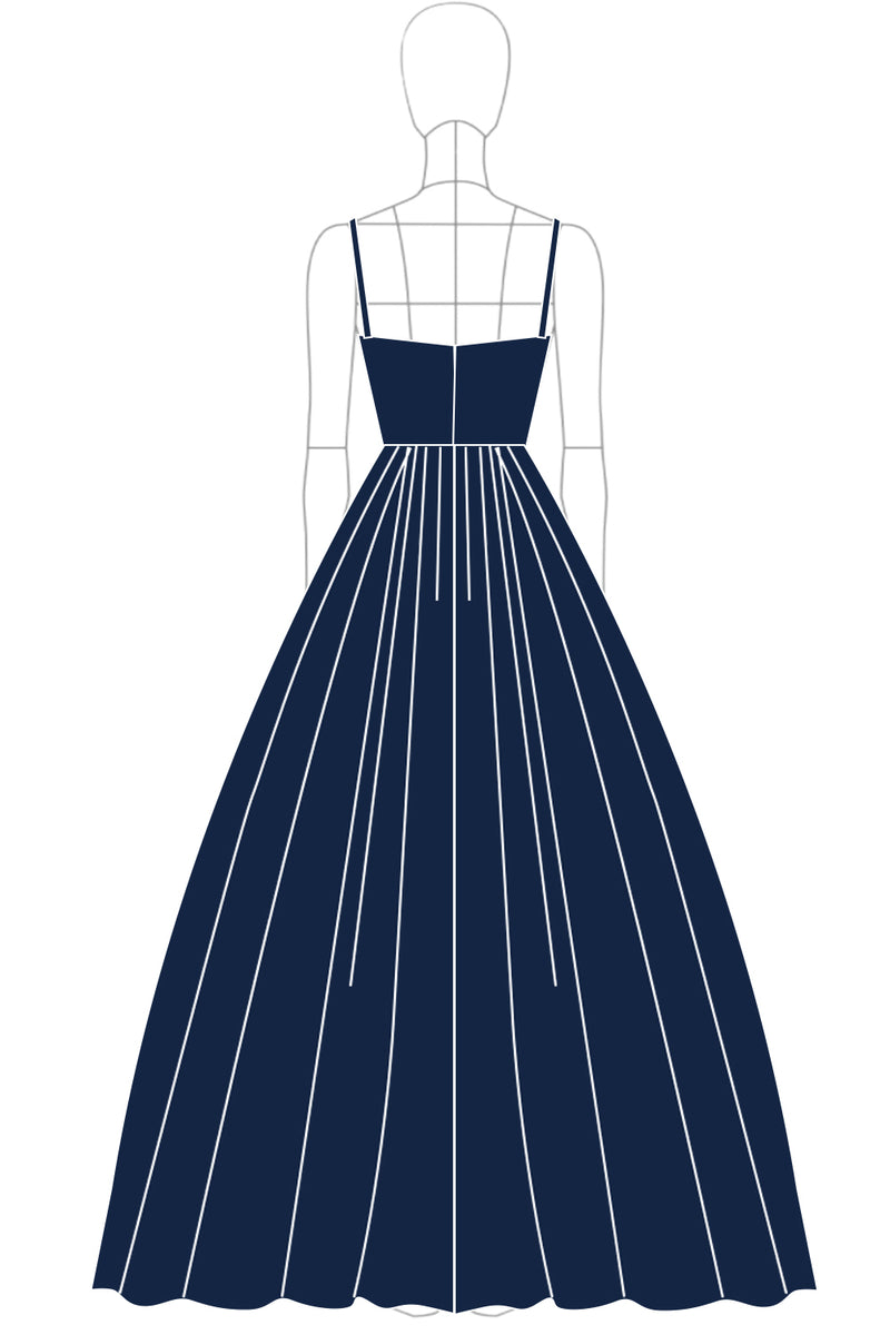 Load image into Gallery viewer, Glitter Navy Sweetheart Spaghetti Straps Satin Long Formal Dress