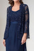 Load image into Gallery viewer, Sparkly Navy Chiffon Mother of the Bride Dress with Sequined Jacket