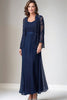 Load image into Gallery viewer, Sparkly Navy Chiffon Mother of the Bride Dress with Sequined Jacket