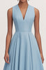 Load image into Gallery viewer, Blue A Line V-Neck Satin Long Formal Dress