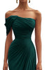 Load image into Gallery viewer, Dark Green Chiffon Off the Shoulder Long Formal Dress with Full Pleated