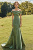 Load image into Gallery viewer, Sage Mermaid Off the Shoulder Satin Long Formal Dress