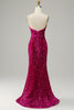 Load image into Gallery viewer, Fuchsia Strapless Sequin Prom Dress with Slit