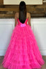 Load image into Gallery viewer, Black Corset Sweetheart A-Line Tiered Long Tulle Prom Dress with Slit