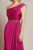 Load image into Gallery viewer, Fuchsia One Shoulder Pleated Floor Length Formal Dress