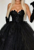 Load image into Gallery viewer, Black Strapless Sparkly Ball Gown Tiered Long Formal Dress