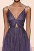 Load image into Gallery viewer, A Line Grey Purple Tulle Glitter Long Formal Dress