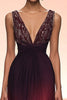 Load image into Gallery viewer, Sparkly Burgundy V-Neck A Line Long Formal Dress