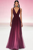 Load image into Gallery viewer, Cabernet A Line V-Neck Pleated Long Formal Dress