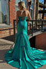 Load image into Gallery viewer, Sparkly Green Sweetheart Mermaid Prom Dress with Slit