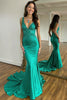 Load image into Gallery viewer, Green V-Neck Mermaid Sparkly Prom Dress with Sequined