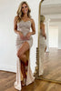 Load image into Gallery viewer, Sparkly Champagne Sequin Sheath Prom Dress with Slit