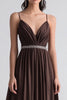 Load image into Gallery viewer, Coffee A Line Pleated Chiffon Long Formal Dress