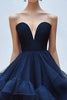 Load image into Gallery viewer, Navy Ball Gown Strapless Tiered Tulle Long Formal Dress