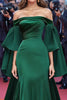 Load image into Gallery viewer, Off the Shoulder Green Mermaid Satin Long Formal Dress