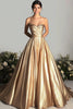 Load image into Gallery viewer, Queendancer Women Glitter Gold Formal Dress Ball Gown Sweetheart Ruched Pleated Long Red Carpet Dress