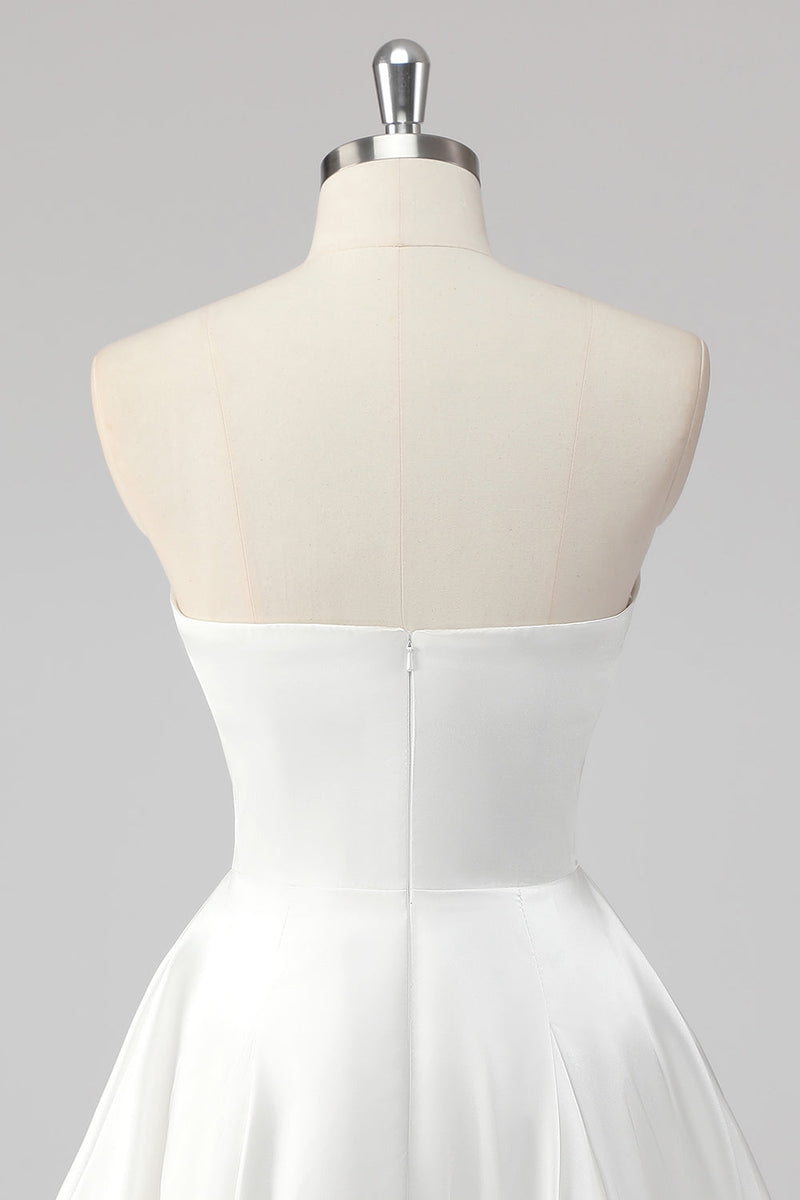 Load image into Gallery viewer, White A Line Strapless Mini Graduation Dress