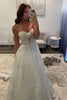 Load image into Gallery viewer, Princess Sparkly White Sequin Corset Ball Gown Long Prom Dress