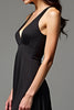Load image into Gallery viewer, Black A Line V-Neck Long Satin Engagement Dress