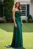 Load image into Gallery viewer, Dark Green Spaghetti Straps Long Satin Formal Dress