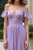 Load image into Gallery viewer, Lilac A Line Long Tulle Formal Dress with Ruffled Sleeves