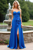 Load image into Gallery viewer, Royal Blue Sweetheart Satin Long Formal Dress with Slit