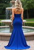 Load image into Gallery viewer, Royal Blue Strapless Sheath Long Satin Formal Dress