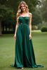 Load image into Gallery viewer, Dark Green A Line Satin Long Formal Dress