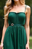 Load image into Gallery viewer, Dark Green A Line Satin Long Formal Dress