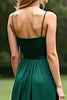 Load image into Gallery viewer, Dark Green A Line Satin Long Formal Dress