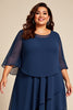 Load image into Gallery viewer, Navy Chiffon Tiered Plus Size Mother of the Bride Dress