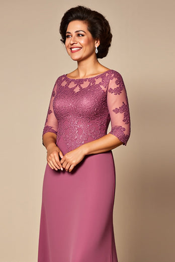 Desert Rose Chiffon Mother of the Bride Dress with Appliques