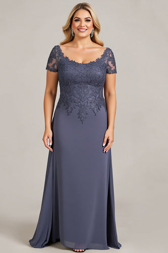 Twilight Scoop Neck Chiffon Appliqued Plus Size Mother of the Bride Dress