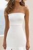 Load image into Gallery viewer, White Sheath Satin Ruffled Long Engagement Dress with Slit