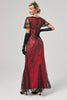 Load image into Gallery viewer, Black Blush Sequins Long 1920s Gatsby Dress