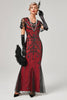 Load image into Gallery viewer, Black Blush Sequins Long 1920s Gatsby Dress