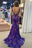 Load image into Gallery viewer, Dark Purple Mermaid V Neck Sequins Long Prom Dress