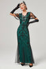 Load image into Gallery viewer, Black Blush Sequins Long 1920s Gatsby Dress