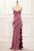 Load image into Gallery viewer, Hot Pink Backless Spaghetti Straps Prom Dress With Slit