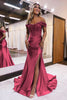 Load image into Gallery viewer, Queendancer Sparkly Burgundy Beaded Mermaid Long Prom Dress with Slit _1