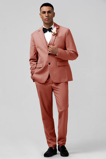 Coral 3 Pieces Notched Lapel Men's Wedding Party Suits