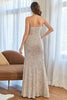 Load image into Gallery viewer, Silver Sequins Long Prom Dress with Slit